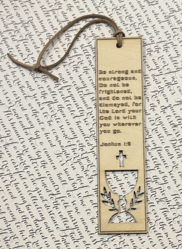 Inspirational Wooden Bookmark "Be Strong & Courageous"– Joshua 1:9