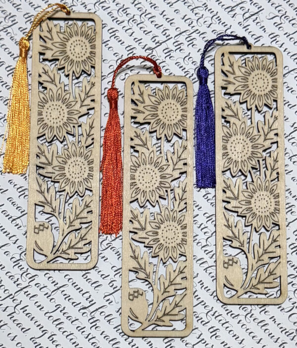 Sunflower Wooden Bookmark with Tassel - Image 2