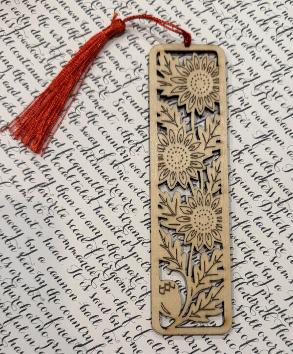 Sunflower Wooden Bookmark with Tassel