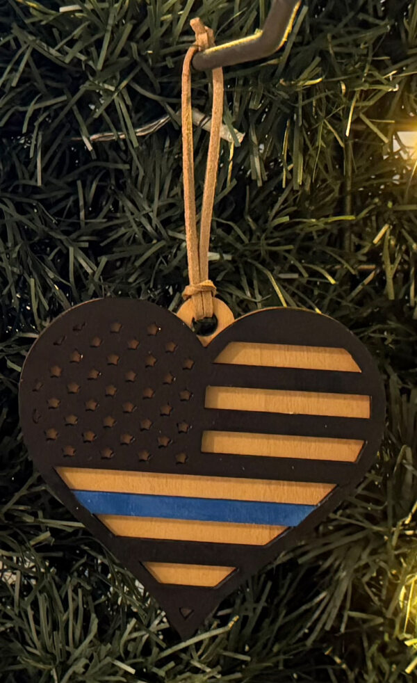 Thin Blue Line Heart Ornament