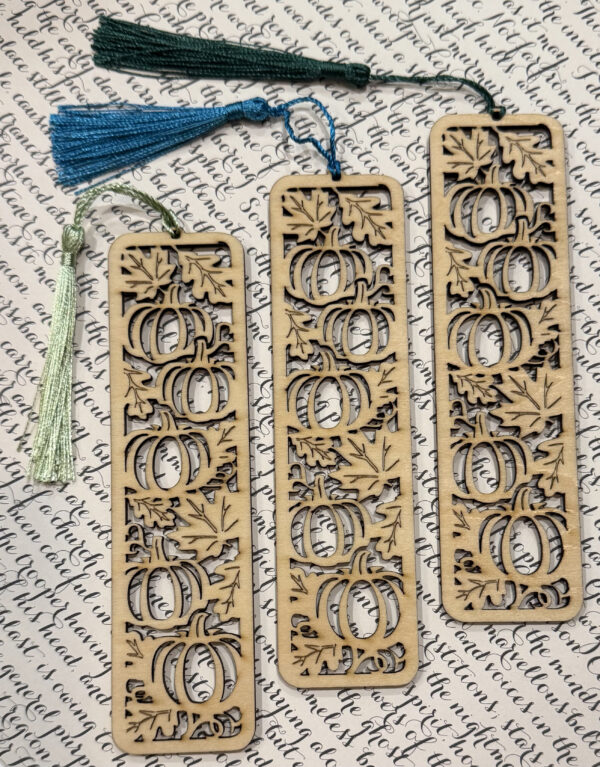 Autumn Pumpkin Patch Wooden Bookmark with Tassel - Image 2