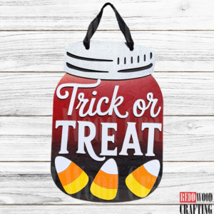“Trick Or Treat” with Candy Corn Mason Jar Hanger