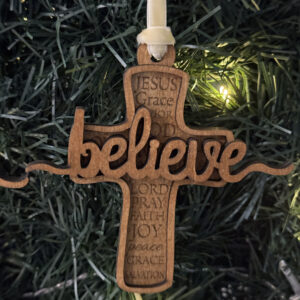 "Believe" Cross Christmas Ornament