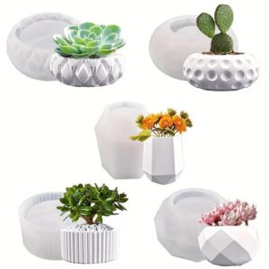 Silicone Flower Pot Mold 3D Decorative DIY Handcraft Cement Molds Concrete Resin