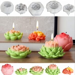 5 3D Succulent Silicone Molds, Candle Molds, Resin Molds, Soaps Making, Wax, Resin Casting