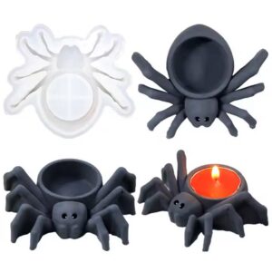 3D Spider Tea Light Candle Holder Silicone Mold-Spider Trinket Box Mold-Halloween Candlestick Mold-Cement Epoxy Resin Mold