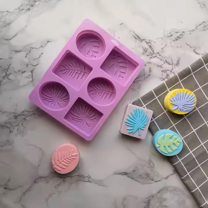 6 Cavity 3D Leaf Pattern Silicone Mold for Handmade Soap Making - Image 4