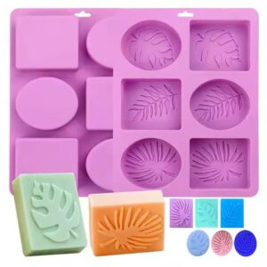 6 Cavity 3D Leaf Pattern Silicone Mold for Handmade Soap Making