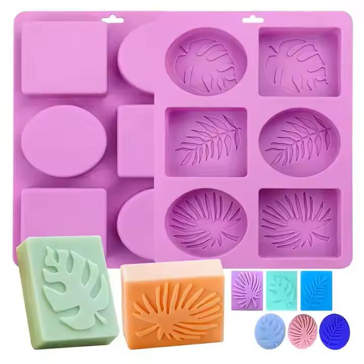 6 Cavity 3D Leaf Pattern Silicone Mold for Handmade Soap Making
