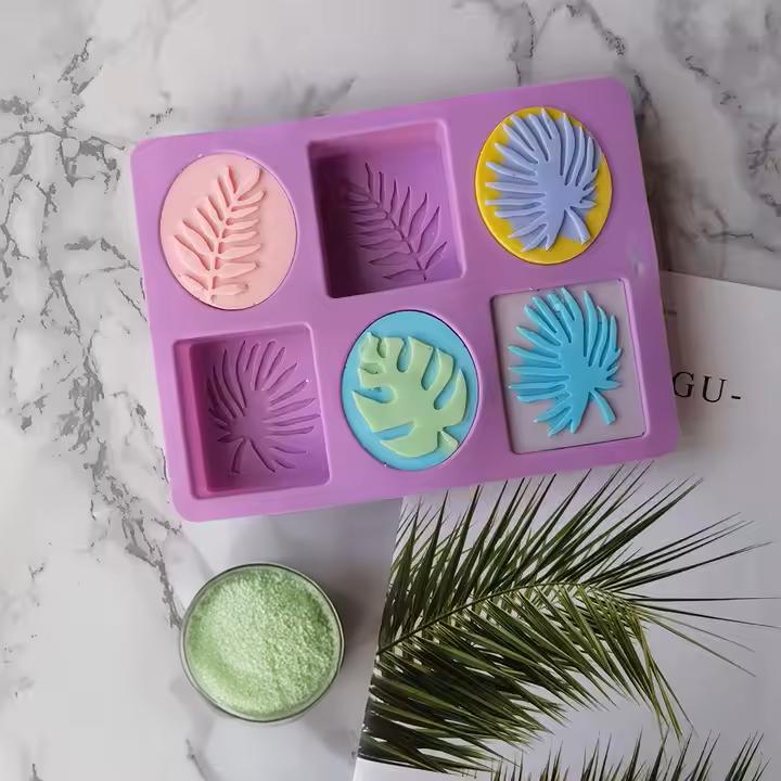 6 Cavity 3D Leaf Pattern Silicone Mold for Handmade Soap Making - Image 5