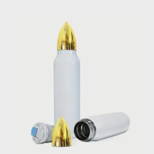 17oz White Bullet Tumbler Blank for sublimation, Screw In Easy Pour Lid and Bullet Topper