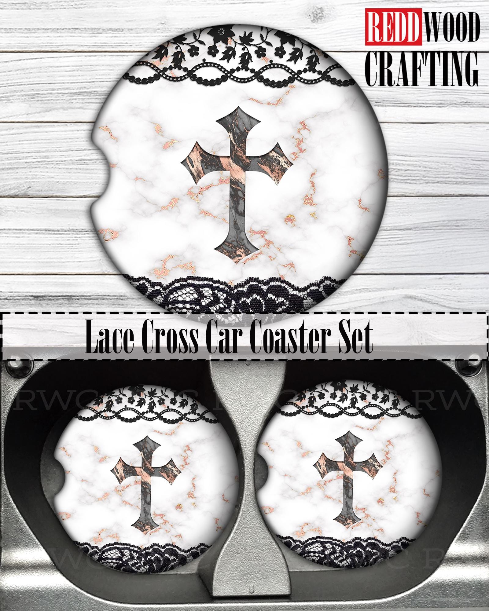 Car Coasters: Faith - Christian (Set of 2) Neoprene Cup Holder Accessories - 8 Styles to Choose From - Image 7