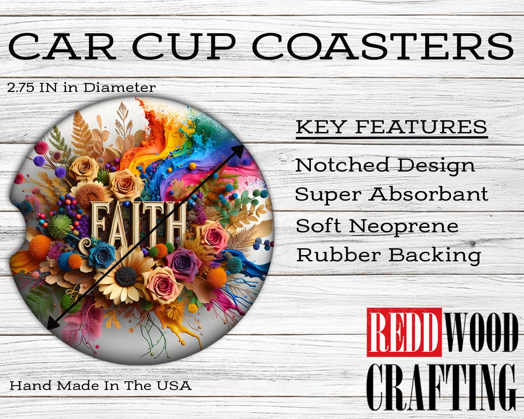 Car Coasters: Faith - Christian (Set of 2) Neoprene Cup Holder Accessories - 8 Styles to Choose From - Image 3