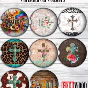 Car Coasters: Faith - Christian (Set of 2) Neoprene Cup Holder Accessories - 8 Styles to Choose From