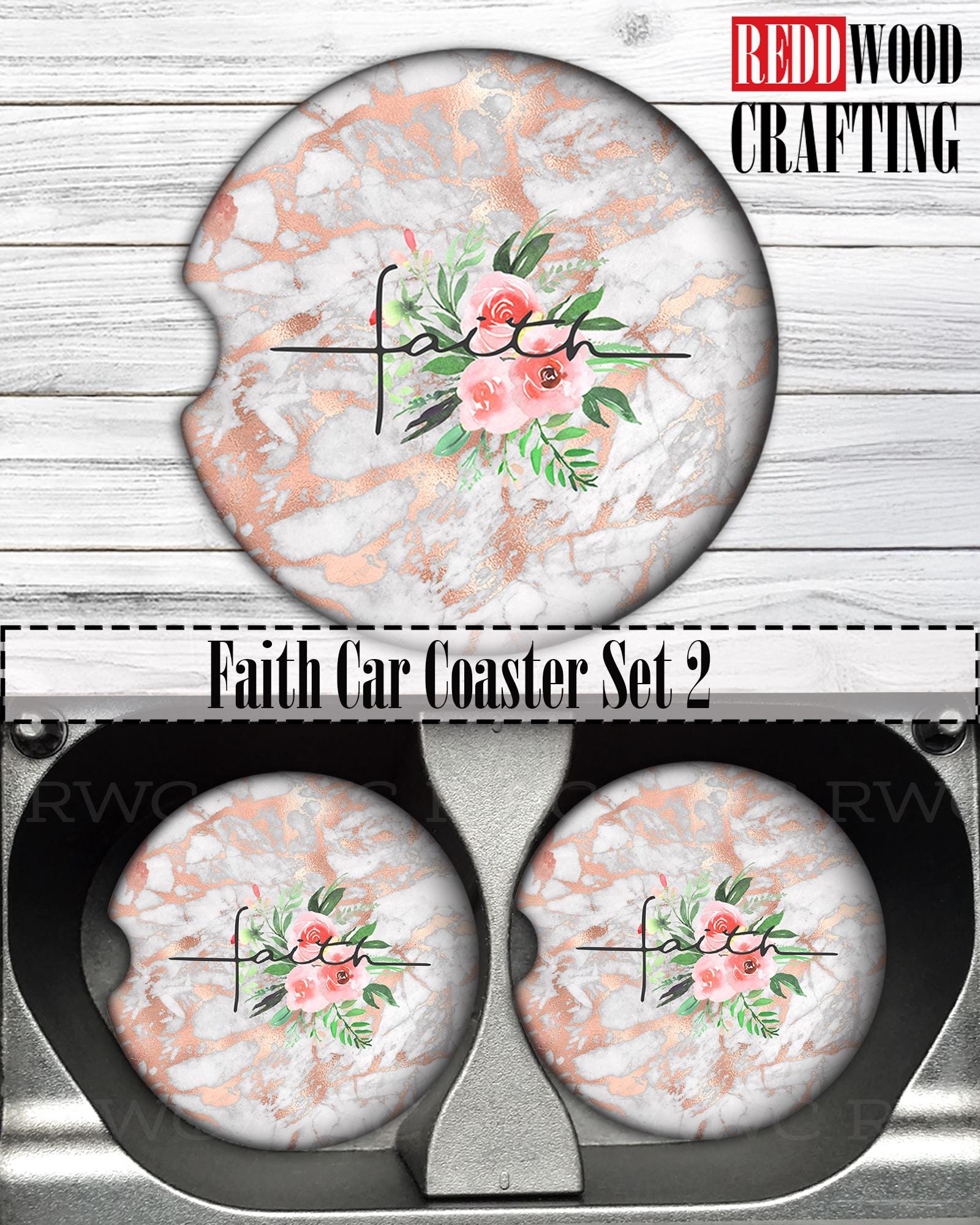 Car Coasters: Faith - Christian (Set of 2) Neoprene Cup Holder Accessories - 8 Styles to Choose From - Image 4