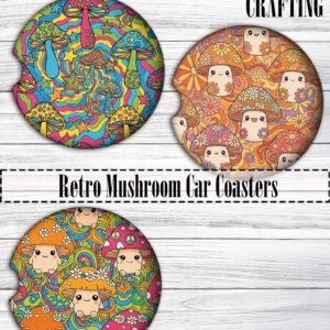 Retro Mushroom Car Coasters: Car Cup Holder Accessories (Set of 2)