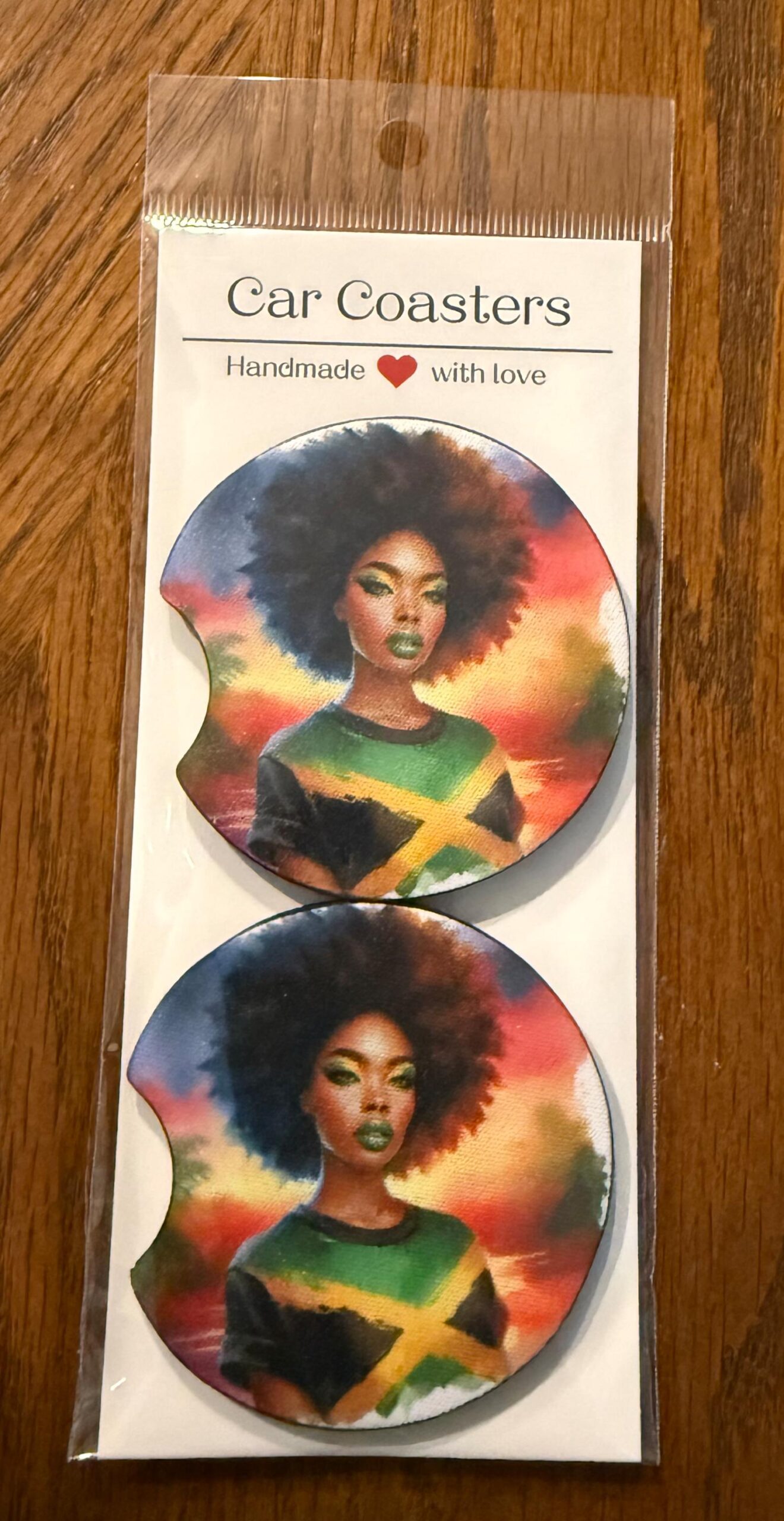 Jamaica Woman Car Coasters, Neoprene Cup Holder Accessories (Set of 2) - Image 3