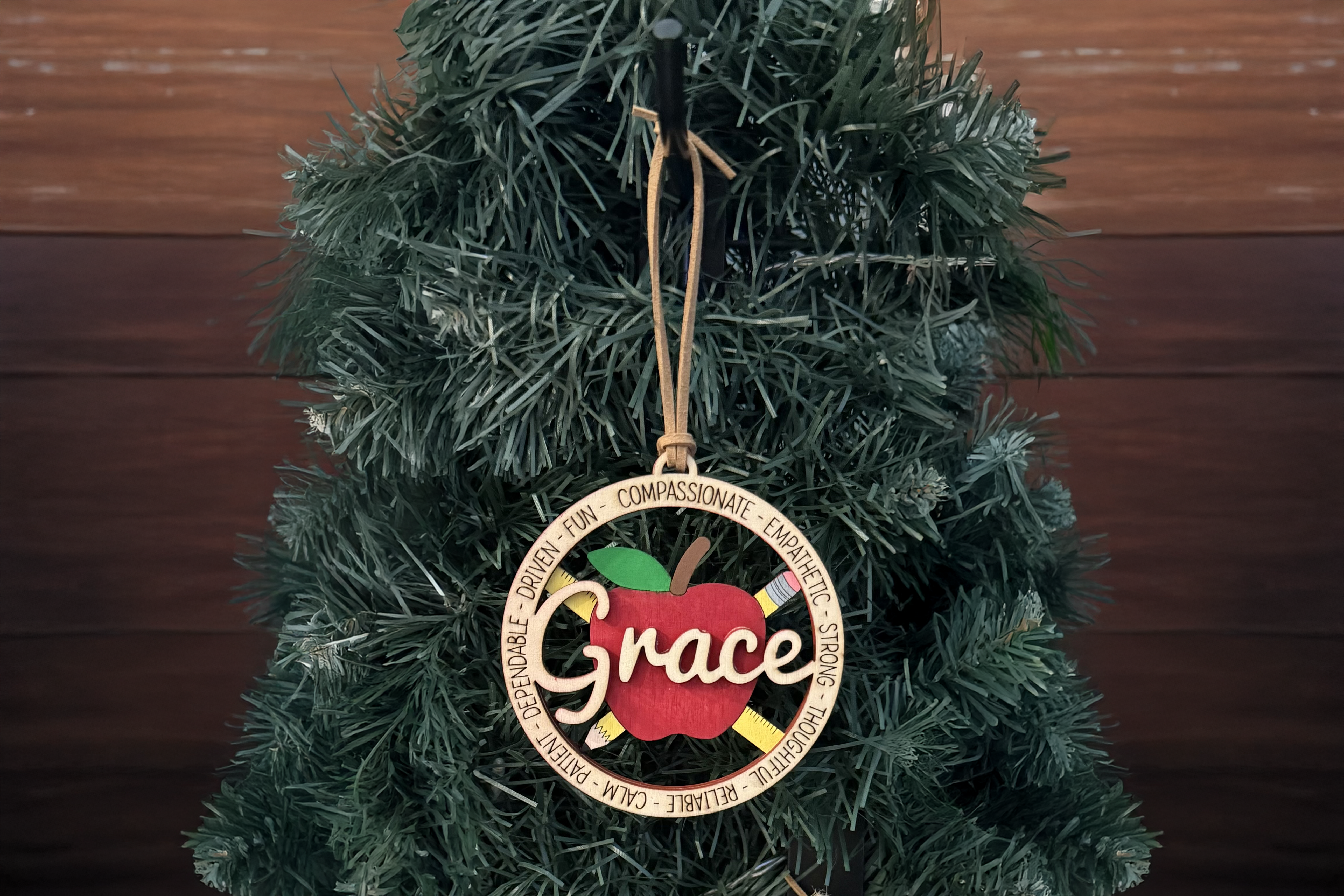 Personalized Apple Teacher Appreciation Ornament